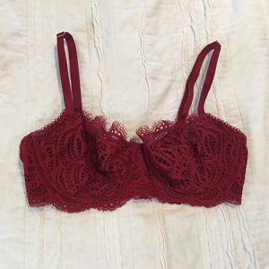 Burgundy lace bra